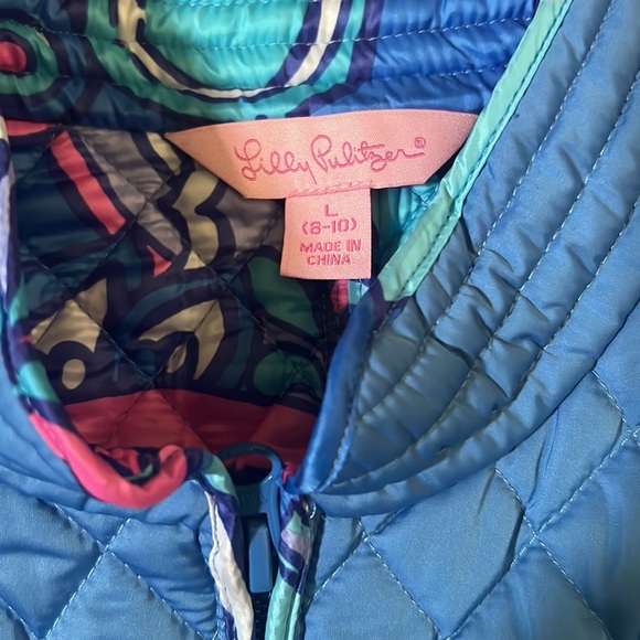Lilly Pulitzer Girls Lucy Bay Blue Quilted Vest & Sea Jewels Print size L (8-10) - Picture 5 of 7